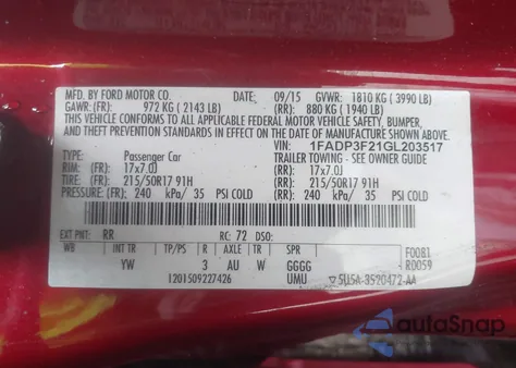 2016 Ford Focus Se z USA, uszkodzony, nr VIN 1FADP3F21GL203517